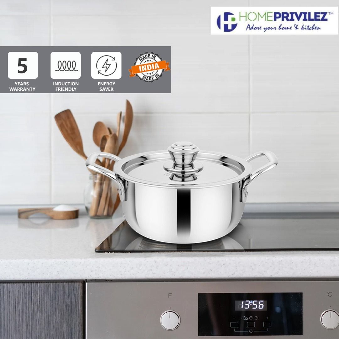 Stainless Steel Triply Stock Pot/Patila with SS Lid